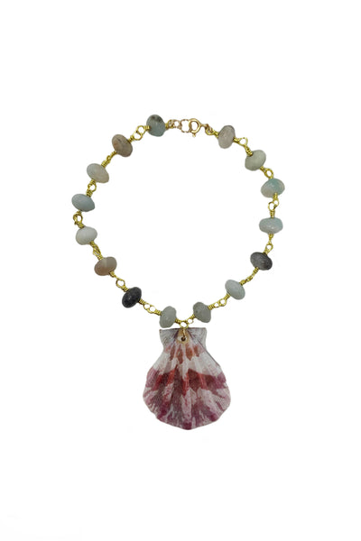 Gypsy Life Shell Anklet with Natural Stone Chain