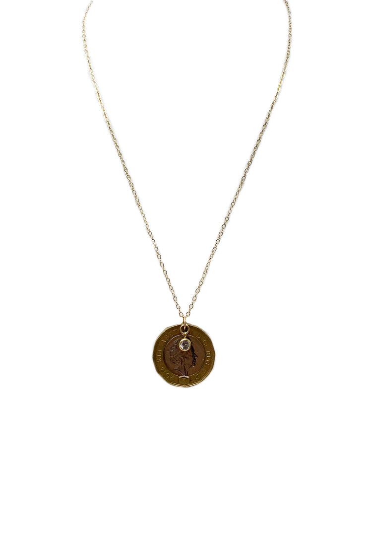 Gypsy Coin Necklace with Swarovski Crystal - Small