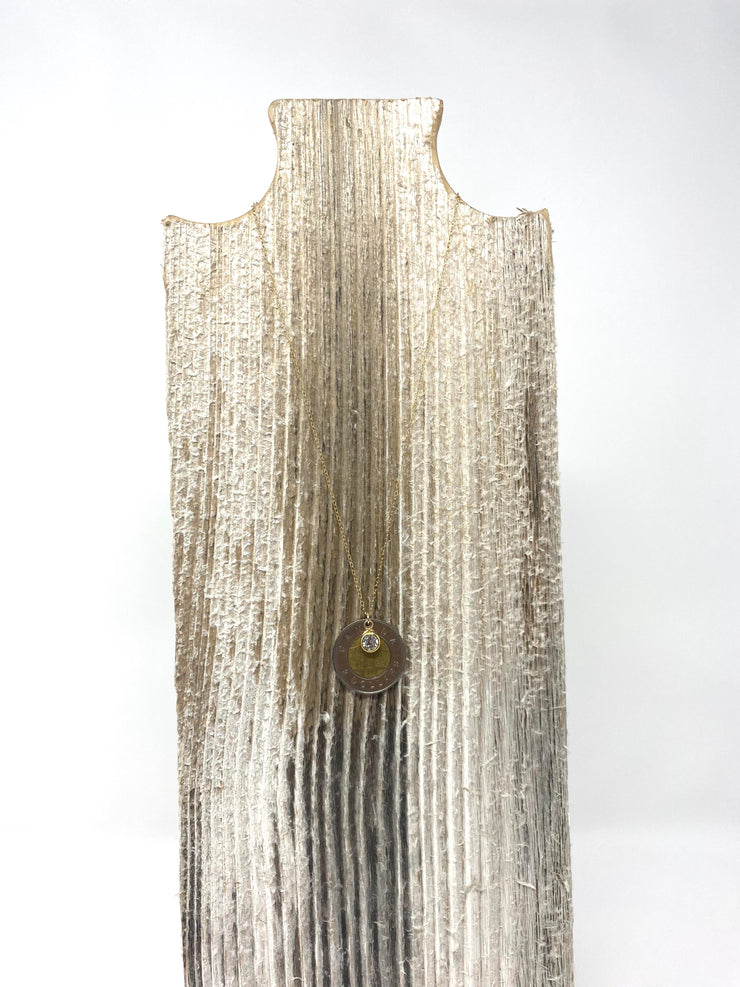 Gypsy Coin Necklace with Swarovski Crystal - Large