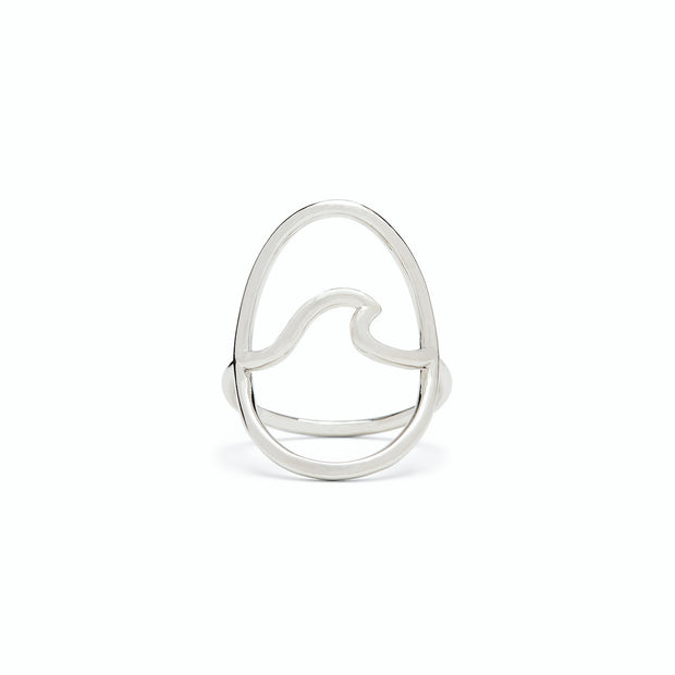 Large Statement Wave Ring - Silver