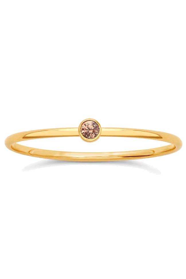 Gypsy Life Champagne Cubic Zirconia Stacking Ring - Yellow Gold-Filled - 2mm