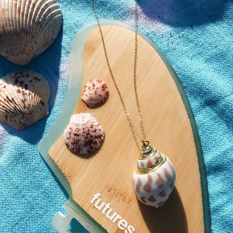 Gypsy Gold Dipped Babylonia Shell Necklace
