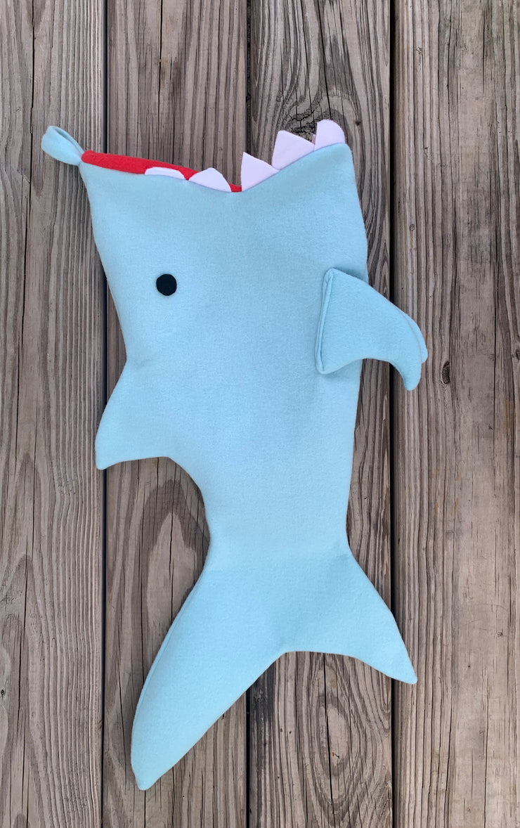 Shark Holiday Stocking - Light Blue