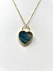 Gypsy Life Blue and Gold Heart Charm Necklace