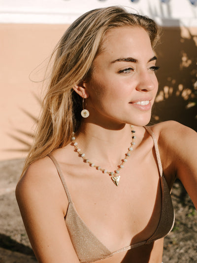 The Gypsy Shark Tooth Necklace - Special Edition with Natural Stone Chain