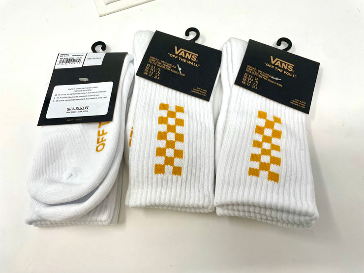 Vans Girl Gang Crew Socks - White/Yellow Checkers
