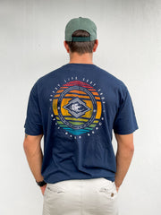 Gypsy Life Surf Shop - Dyed Ringspun Tee - Implement Waves - Navy