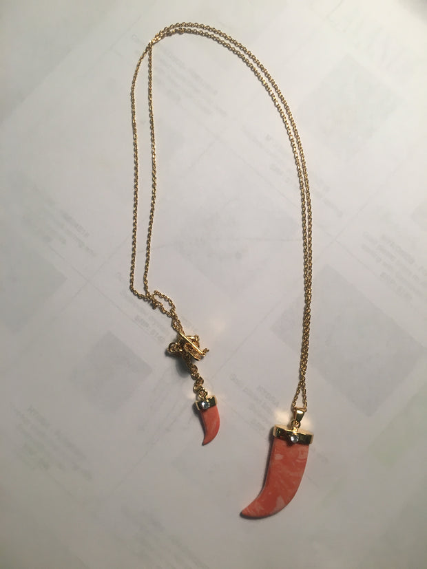 Greek Isles Collection - Coral Double Tooth Necklace