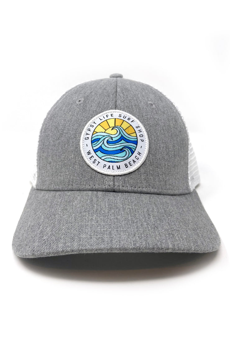 Gypsy Life Surf Shop Hat - Grey Heather/White