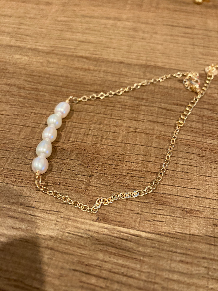 Gypsy Pearl Bar Anklet