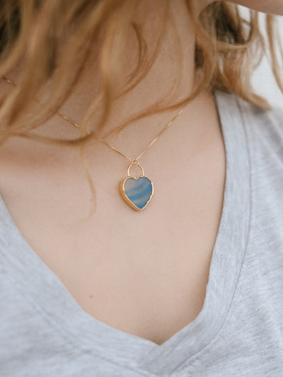 Gypsy Life Blue and Gold Heart Charm Necklace