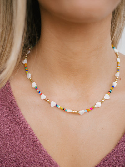 Gypsy Life Muli-Color and Opal Hearts Beaded Necklace