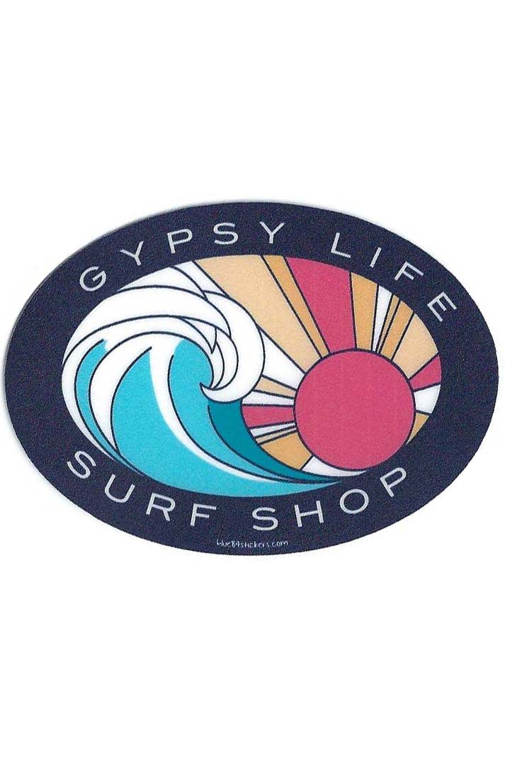 Gypsy Life Surf Shop Sticker - Riding On Wave/Sun