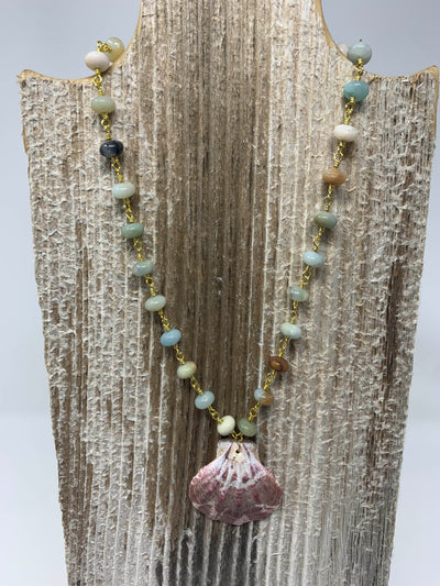 Gypsy Life Shell Necklace with Natural Stone Chain