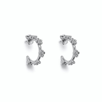 Bitty Daisy Hoop Earrings - Silver
