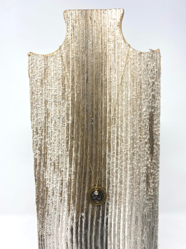 Gypsy Coin Necklace with Swarovski Crystal - Small