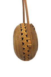 Rattan Dome Shoulder Bag with Woven Detail