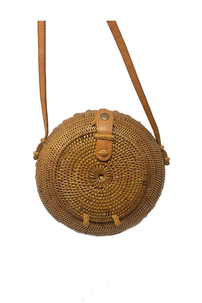 Rattan Dome Shoulder Bag with Woven Detail
