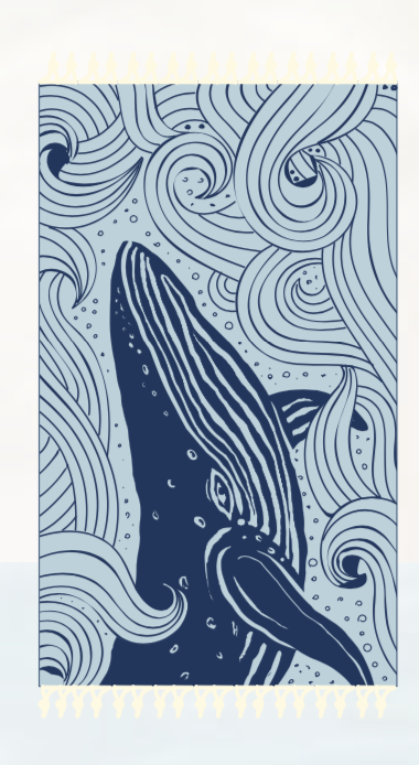 Blue Swirl Waves Whale Towel