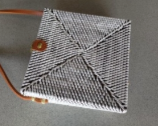 White Square Rattan Bag