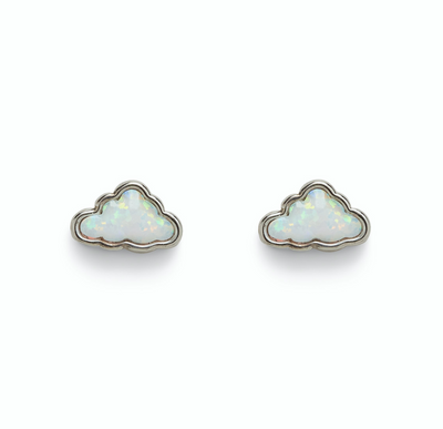 Opal Cloud Stud Earrings - Silver
