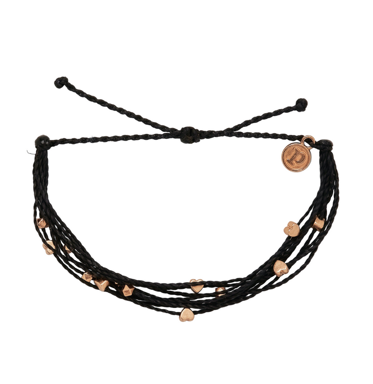 Rose Gold Heart Malibu Bracelet - Black