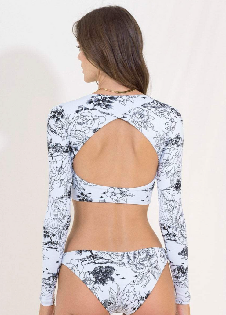 Toile De Juoy Palma Long Sleeve Bikini Top - White