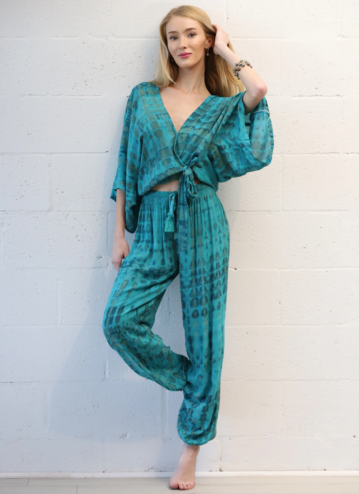 Kapa'a Tie Top - Aqua Tie Dye