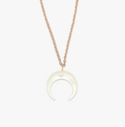 Pearl Crescent Moon Necklace - Rose Gold