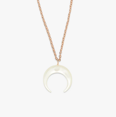 Pearl Crescent Moon Necklace - Rose Gold