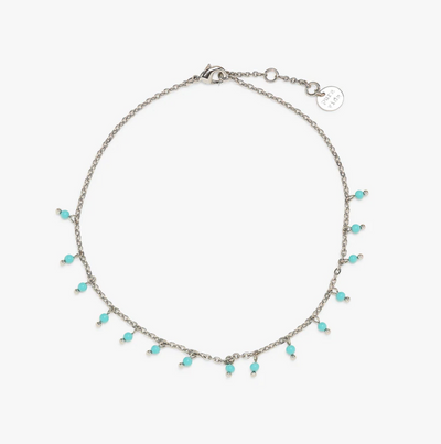 Floating Gemstone Anklet  - Silver