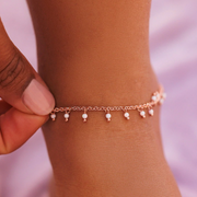 Floating Gemstone Anklet  - Rose Gold