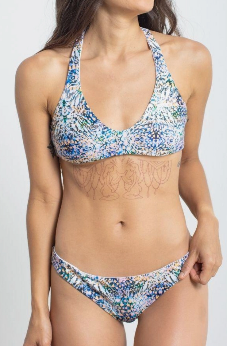 Reversible Skipper Bikini Top - Fish Friends / Mist