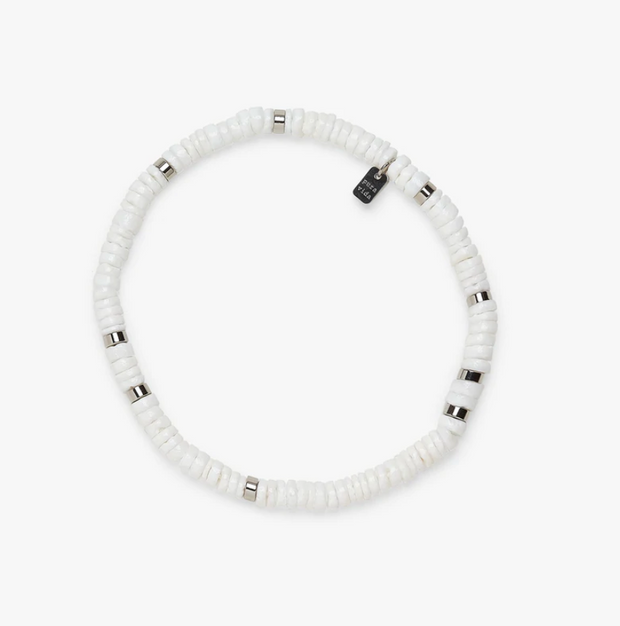 Puka Shell Stretch Anklet - Silver