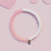 Puka Shell & Frosted Bead Bracelet - Pink