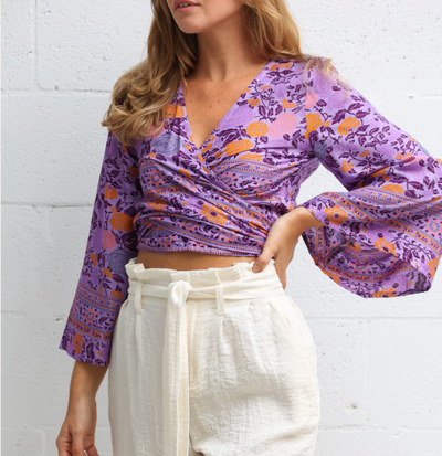 Bahama Wrap Top in Purple Crush