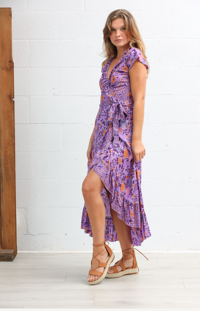 Havana Maxi Wrap Dress in Purple Crush