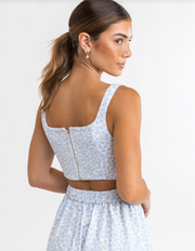 Voleta Floral Crop Top - Cornflower
