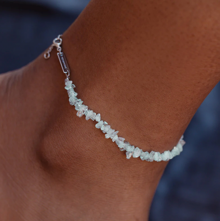 Chip Chain Anklet - Aquamarine