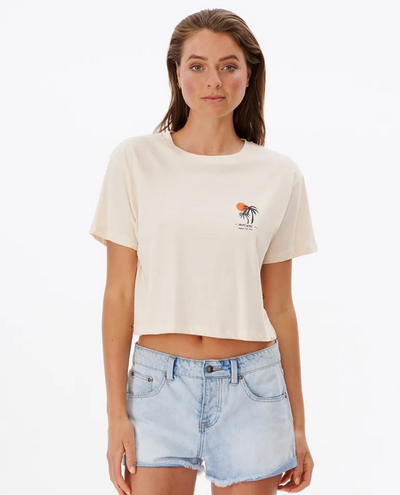 Tropic Sun Crop Tee - Off White