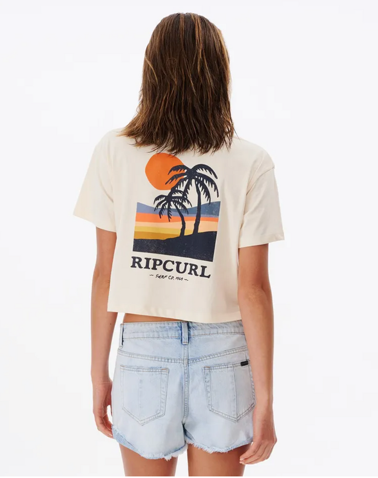 Tropic Sun Crop Tee - Off White