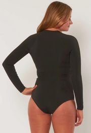 Summer Seas Long Sleeve Cheeky Spring Wetsuit - Solid Black