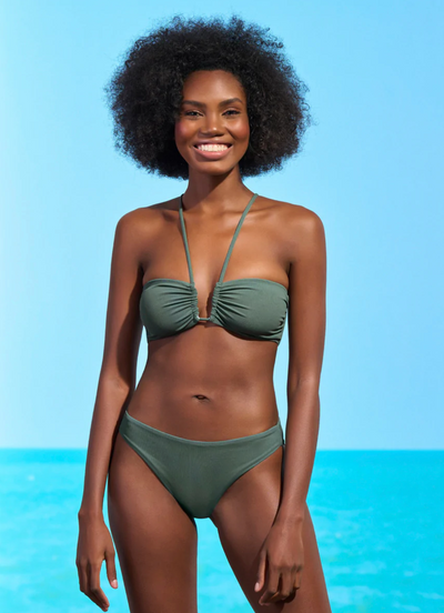 Ursule V Wire Bandeau Bikini Top - Crocodile Green