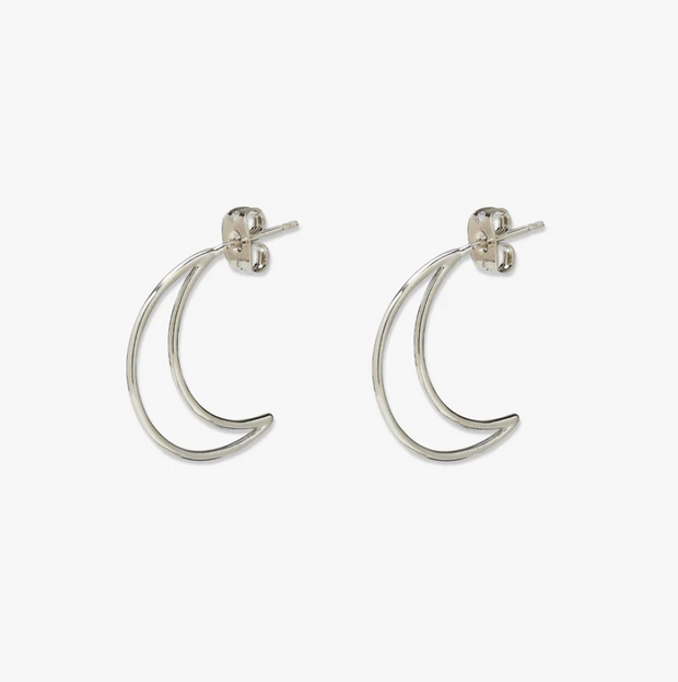 Crescent Hoop Earrings - Silver