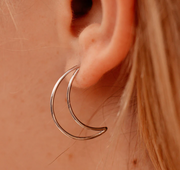 Crescent Hoop Earrings - Silver
