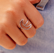 Oversized Crescent Ring - Silver