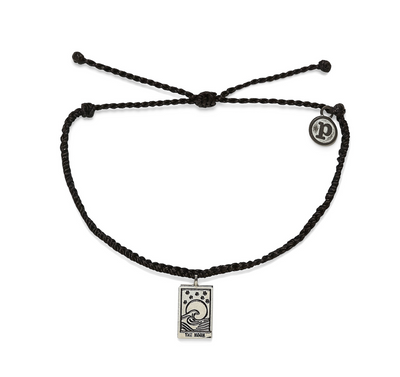 Moon Taro Silver Charm Bracelet - Black