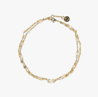 Opal Bead Combo Anklet - Gold