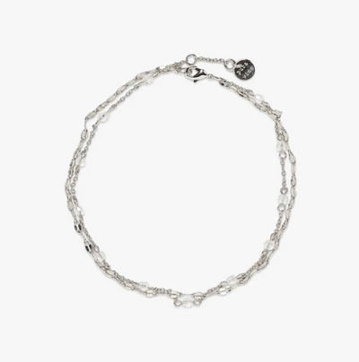 Opal Bead Combo Anklet - Silver