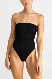 Wave Break Strapless One Piece - Black